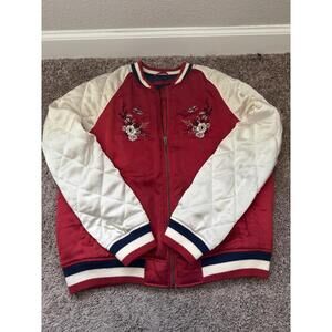 American Eagle Outfitters Satin Embroidered Flower Detail Women's Jacket XLarge